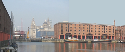 The same view of Albert Dock today