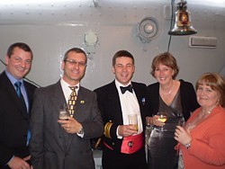 Lilliput Sea Scout Group staff with CO of HMS Cattistock