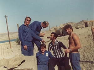 Stan Holbrook (extreme right) at Aswan in 1976