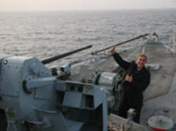 AB(MW) Mellor of HMS Blyth after successfully hitting a gunnery target