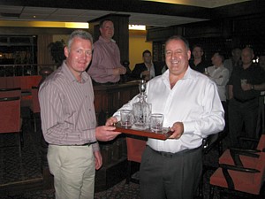 Nat Coles presents decanter set to Pawl Stockley