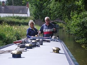 Dan & Chris Nicholson on board Waymark in Derbyshire Summer 2008