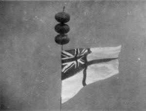 White Ensign secured to one of HMS Repulse's propeller shafts