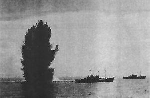 Mine explosion from Ernest's ship (MMS 41)