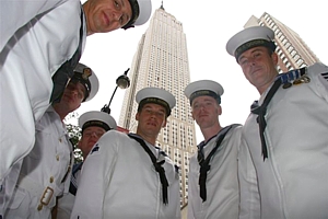Members of HMS Quorn's ship's company in New York