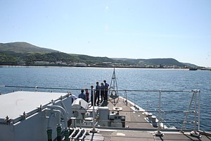 HMS Ramsey approaching Ramsey Bay, IOM