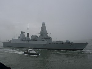 HMS Daring entering Portsmouth for the first time 28 Jan 09