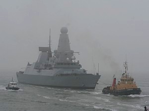 HMS Daring entering Portsmouth for the first time 28 Jan 08