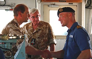 Prince Edward meets HMS Pembroke's CO, Lt Cdr Andy Lamb RN
