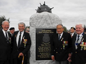 'Harry Tate's Navy' veterans with RNPS memorial at National Memorial Arboretum