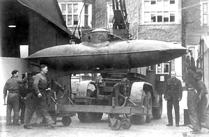 Welman midget submarine at the Frythe Hotel, Welwyn Garden City